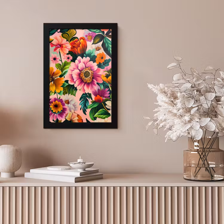 Bloemen - Kleurrijk - Roze fotolijst zwart zonder passe partout klein -sfeer5