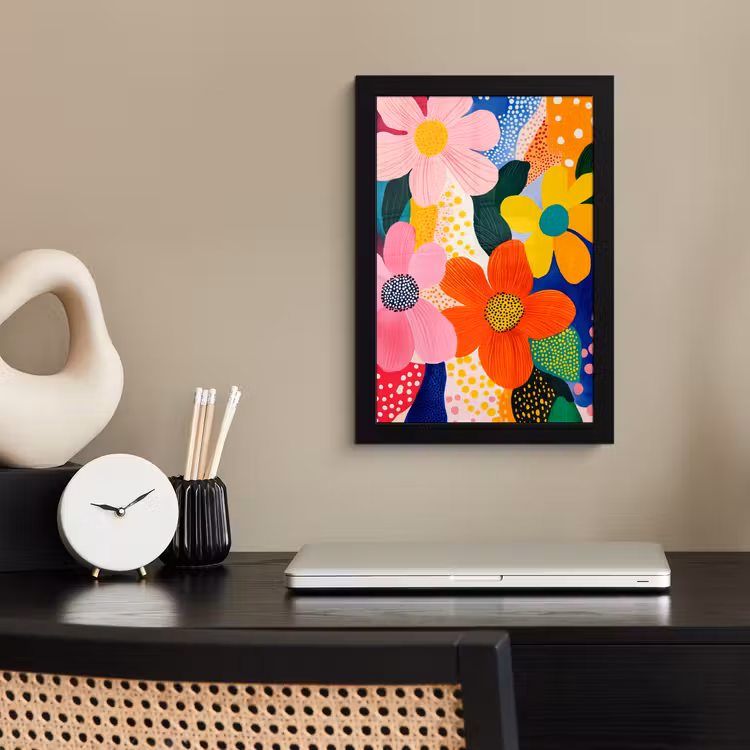 Bloemen - Kleurrijk - Stippen fotolijst zwart zonder passe partout klein -sfeer1