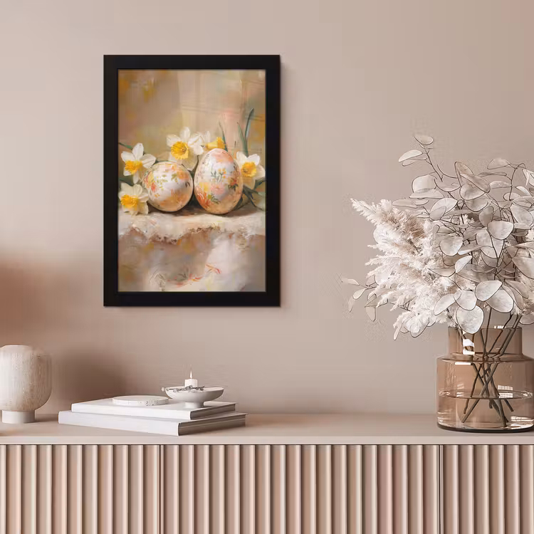 Bloemen - Eieren - Geschilderd fotolijst zwart zonder passe partout klein -sfeer5