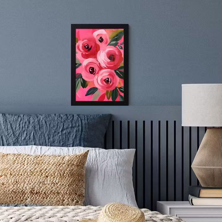 Bloemen - Verf - Roze fotolijst zwart zonder passe partout klein -sfeer3