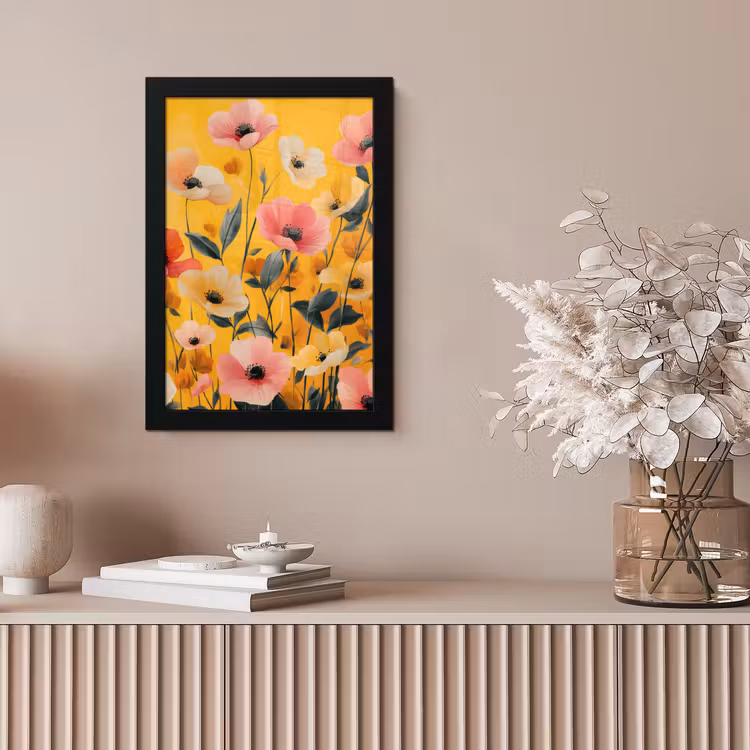 Bloemen - Veld - Geel fotolijst zwart zonder passe partout klein -sfeer5