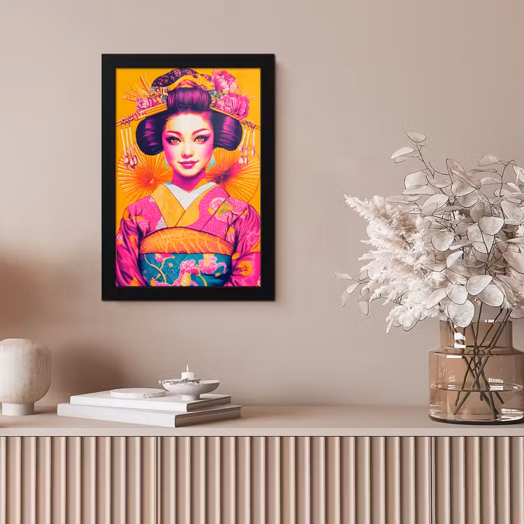 Bloemen - Vrouw - Kimono - Roze fotolijst zwart zonder passe partout klein -sfeer5