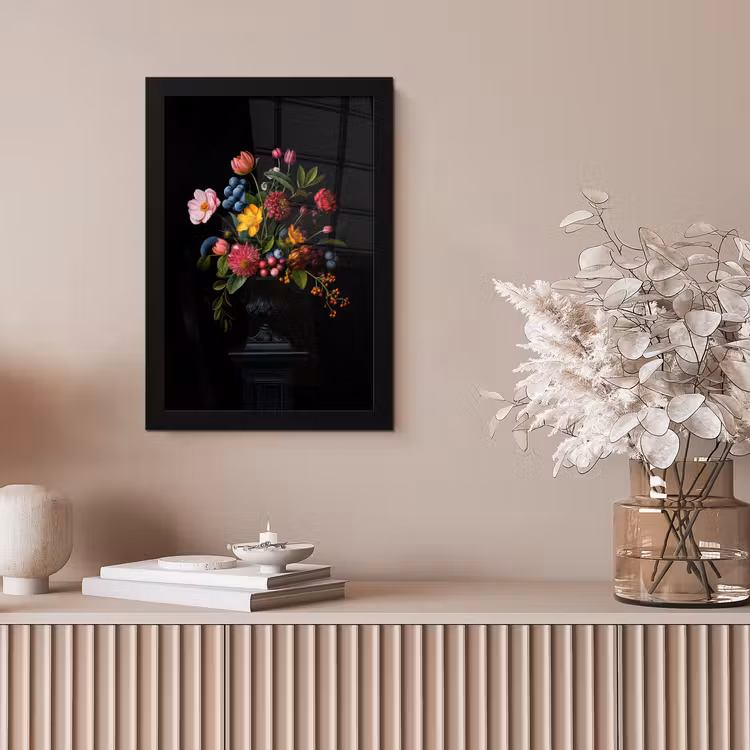 Bloemen - Vrolijk - Vaas fotolijst zwart zonder passe partout klein -sfeer5