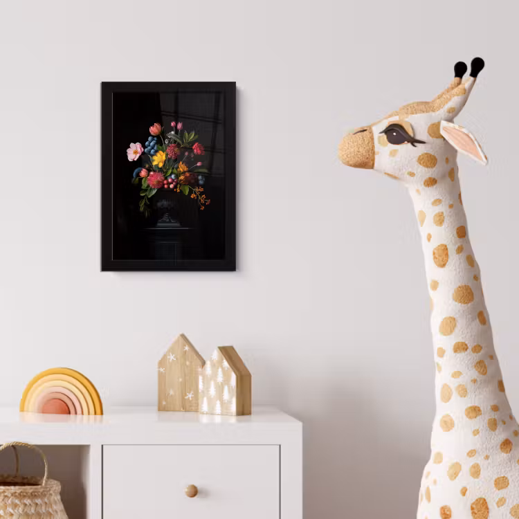 Bloemen - Vrolijk - Vaas fotolijst zwart zonder passe partout klein -usfeer4_kinderkamer