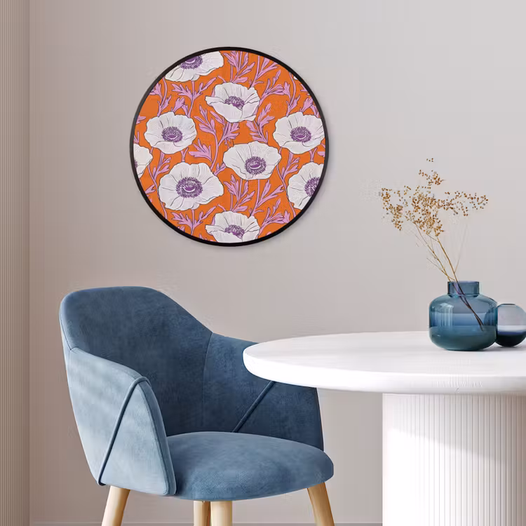 Bloemen - Grafisch - Oranje Fotolijst rond zonder passe partout klein 856 -sfeer2