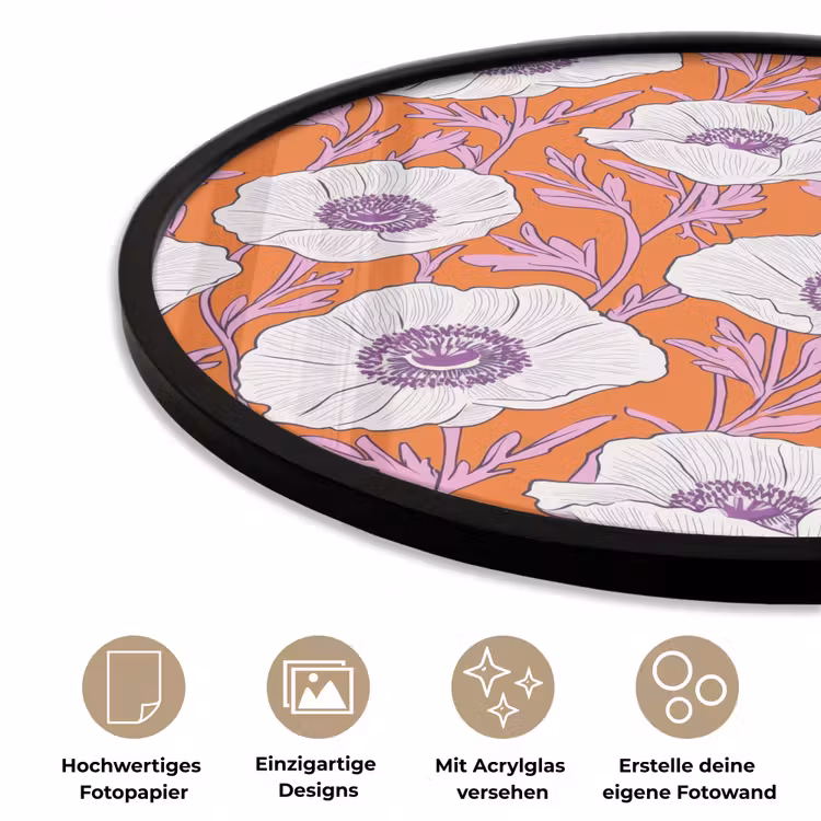 Bloemen - Grafisch - Oranje Fotolijst rond zonder passe partout klein 856 -closeup_DE