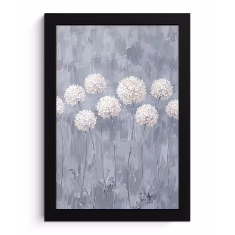 Bloemen - Illustratie - Blauw fotolijst zwart zonder passe partout klein -3d
