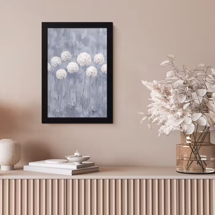 Bloemen - Illustratie - Blauw fotolijst zwart zonder passe partout klein -sfeer5