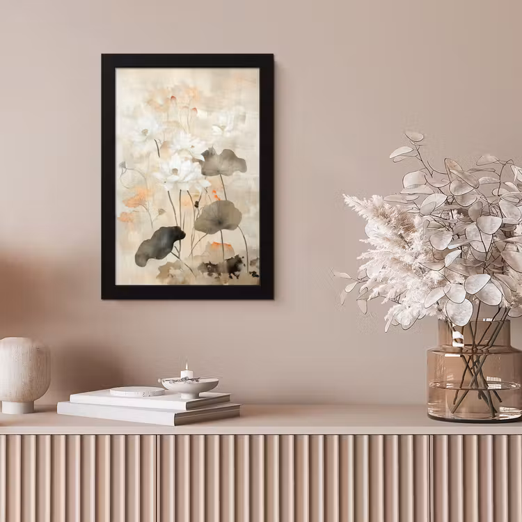 Bloemen - Japandi - Wabi sabi fotolijst zwart zonder passe partout klein -sfeer5