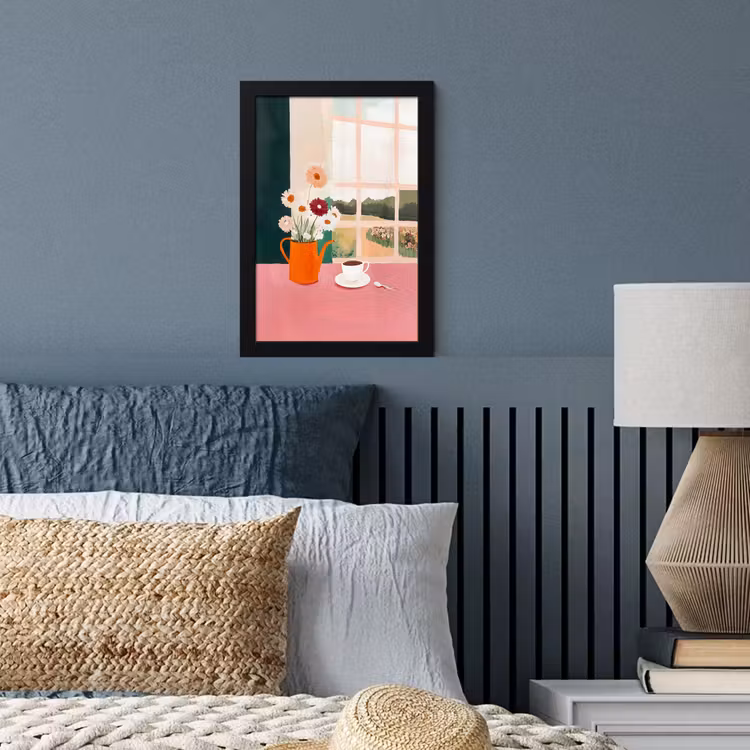Bloemen - Koffie - Raam fotolijst zwart zonder passe partout klein -sfeer3