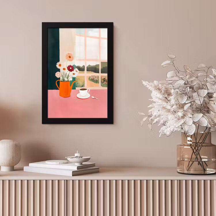 Bloemen - Koffie - Raam fotolijst zwart zonder passe partout klein -sfeer5