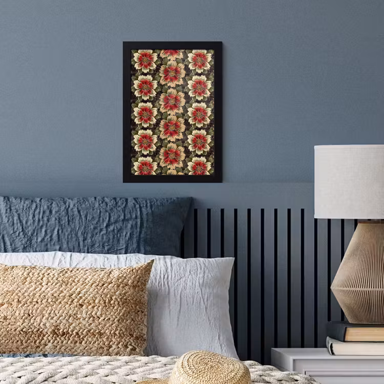 Bloemen - Klassiek - Patroon - Rood fotolijst zwart zonder passe partout klein 224 -sfeer3