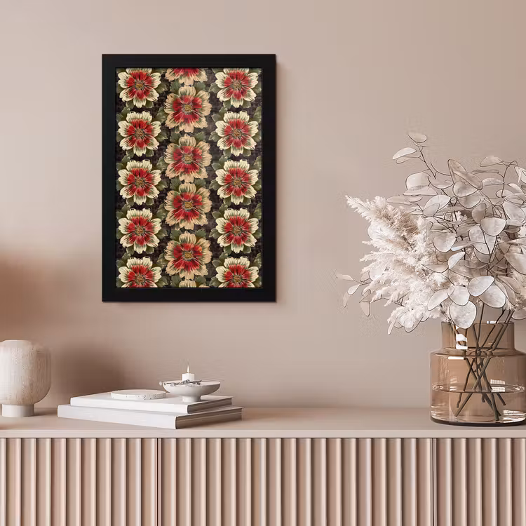 Bloemen - Klassiek - Patroon - Rood fotolijst zwart zonder passe partout klein 224 -sfeer5