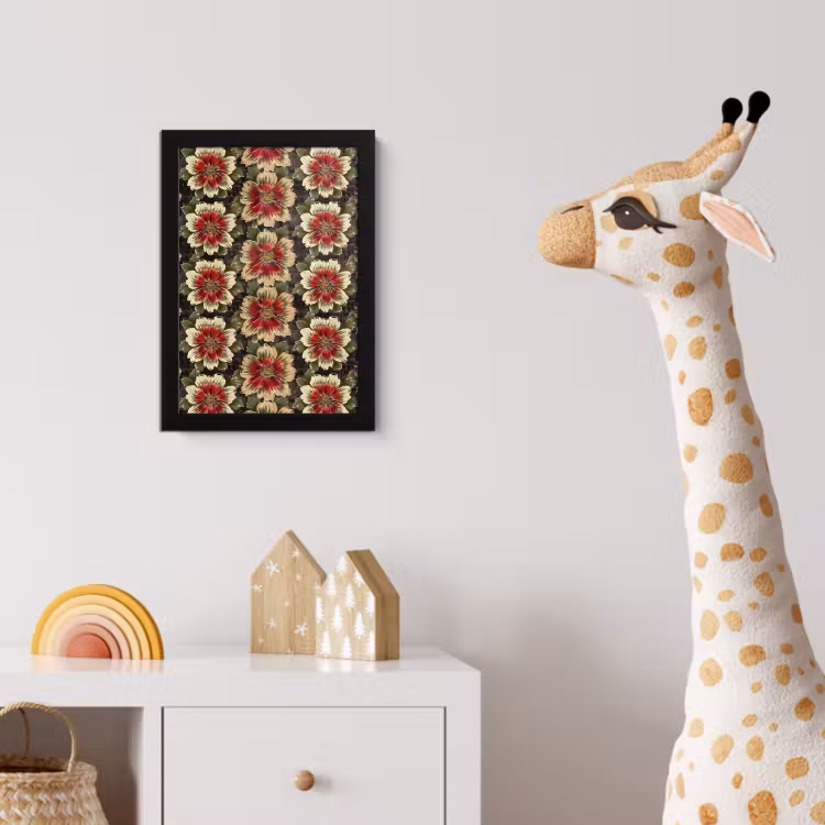 Bloemen - Klassiek - Patroon - Rood fotolijst zwart zonder passe partout klein 224 -usfeer4_kinderkamer