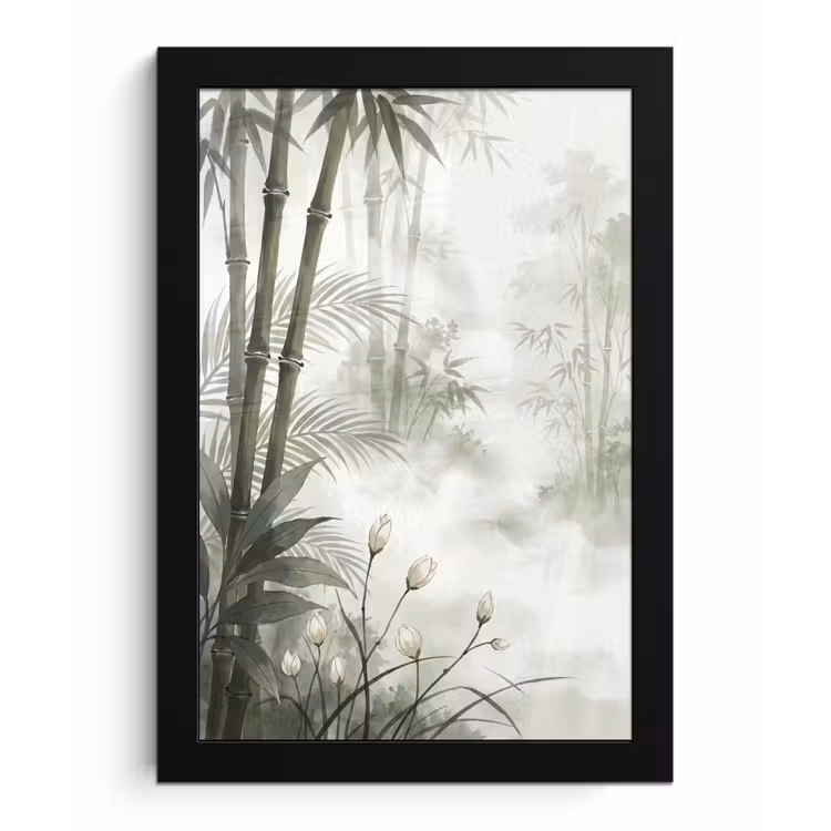 Bloemen - Knop - Tuin - Illustratie - Wit fotolijst zwart zonder passe partout klein -3d