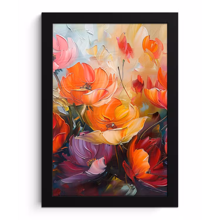 Bloemen - Kunst - Watercolor - Botanisch fotolijst zwart zonder passe partout klein -3d