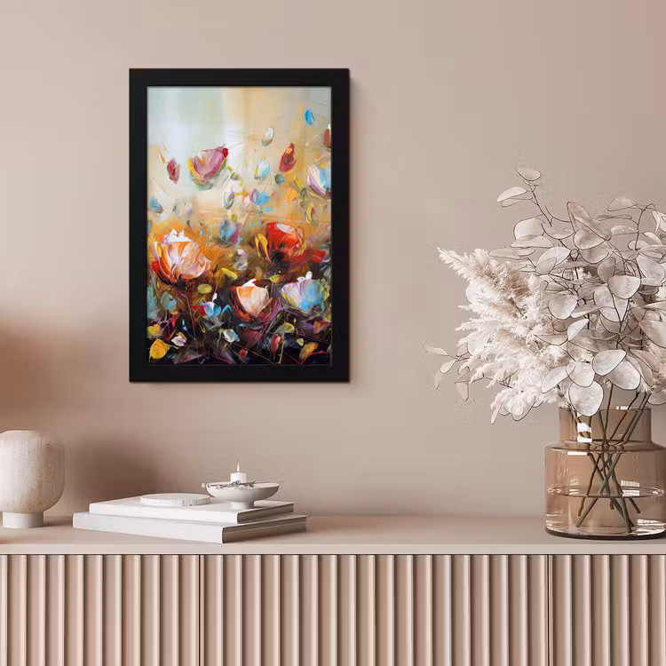 Bloemen - Kunst - Natuur - Olieverf fotolijst zwart zonder passe partout klein -sfeer5