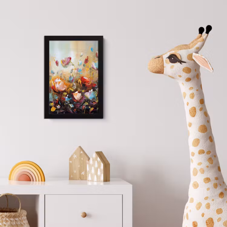 Bloemen - Kunst - Natuur - Olieverf fotolijst zwart zonder passe partout klein -usfeer4_kinderkamer