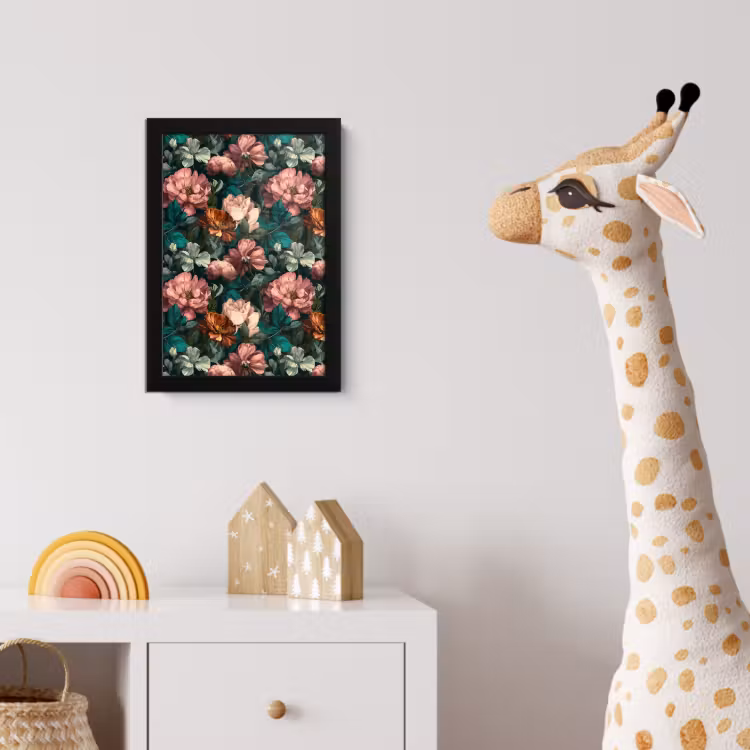 Bloemen - Schilderachtig - Patroon - Roze fotolijst zwart zonder passe partout klein 224 -usfeer4_kinderkamer