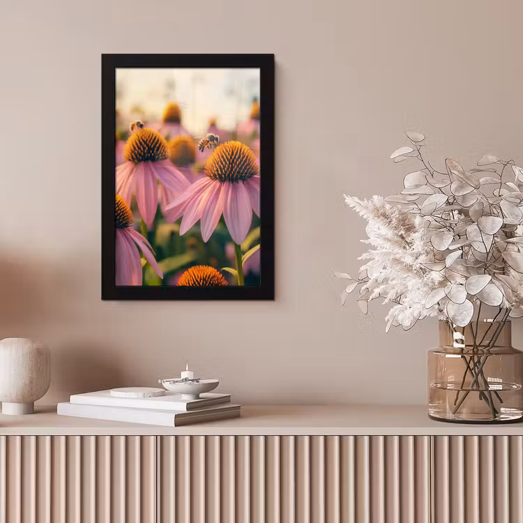 Bloemen - Paars - Bijen fotolijst zwart zonder passe partout klein -sfeer5