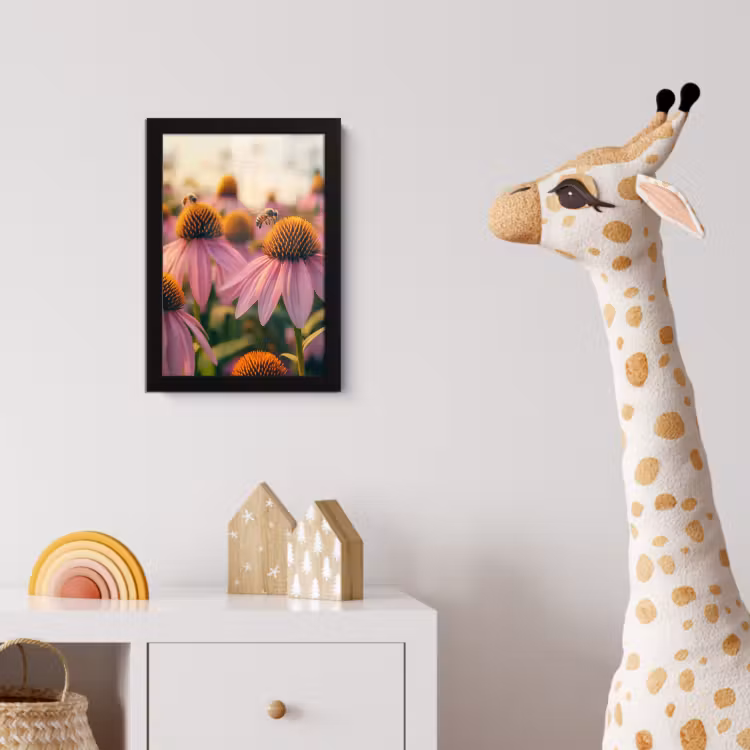Bloemen - Paars - Bijen fotolijst zwart zonder passe partout klein -usfeer4_kinderkamer