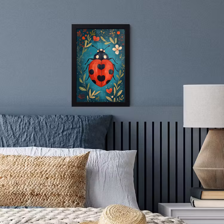 Bloemen - Lieveheersbeestje - Hartje - Rood fotolijst zwart zonder passe partout klein -sfeer3