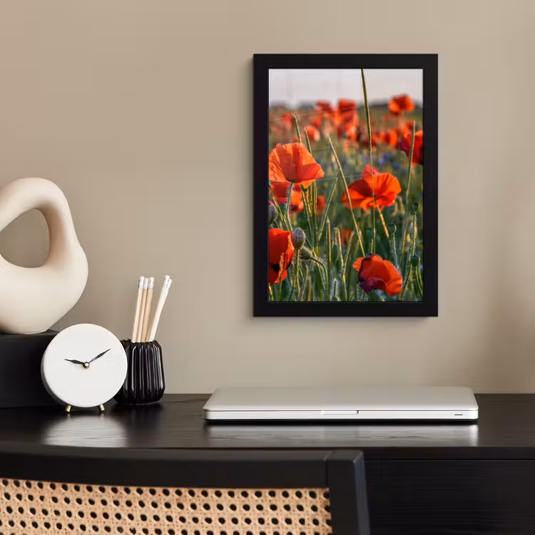 Bloemen - Klaprozen - Natuur - Rood fotolijst zwart zonder passe partout klein -sfeer1