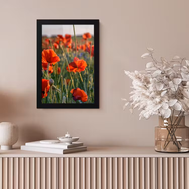 Bloemen - Klaprozen - Natuur - Rood fotolijst zwart zonder passe partout klein -sfeer5
