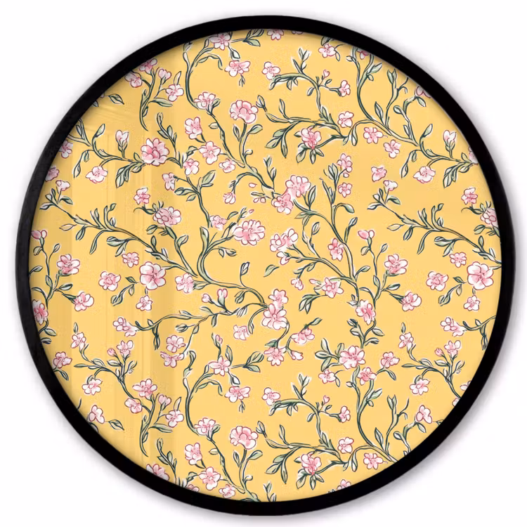 Bloemen - Motief - Geel Fotolijst rond zonder passe partout klein 856 -3d