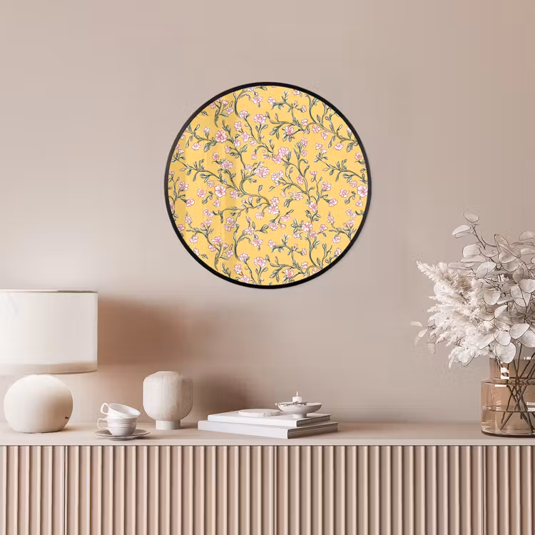 Bloemen - Motief - Geel Fotolijst rond zonder passe partout klein 856 -sfeer3