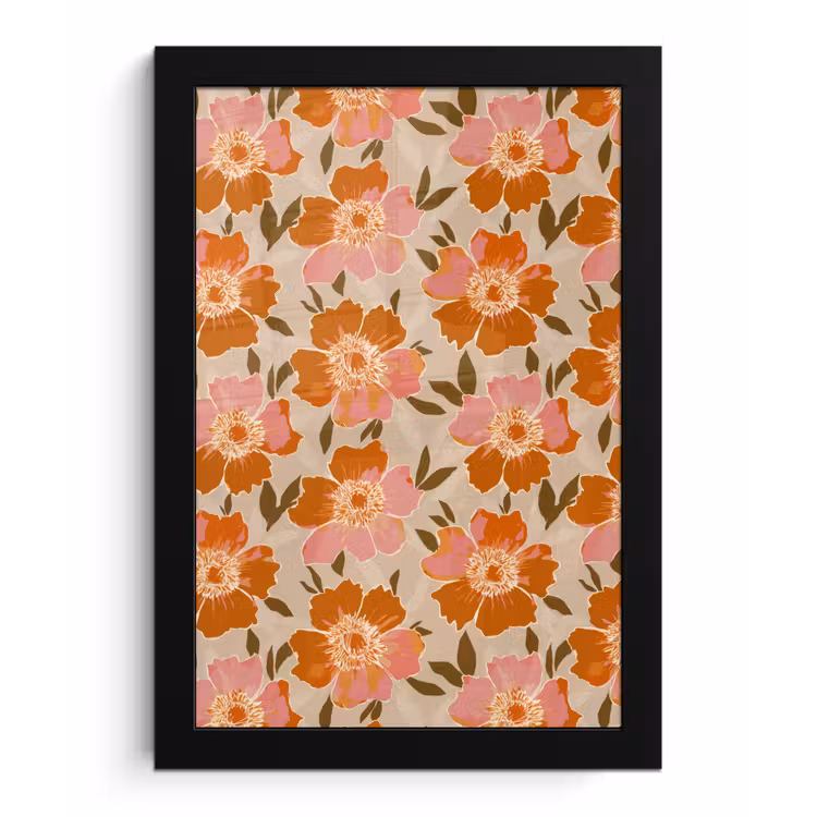 Bloemen - Motief - Retro fotolijst zwart zonder passe partout klein 224 -3d