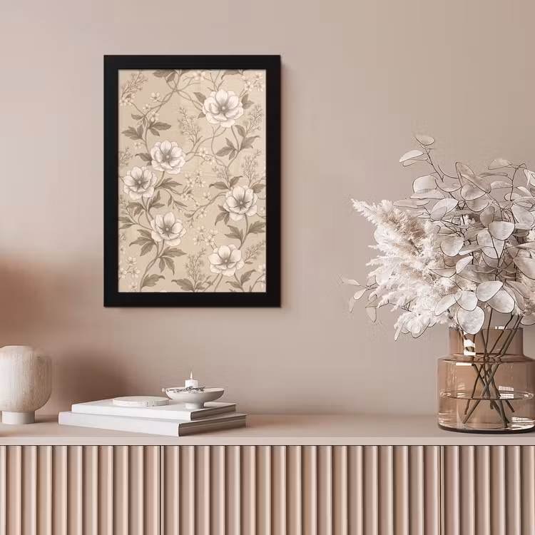 Bloemen - Patroon - Beige fotolijst zwart zonder passe partout klein -sfeer5