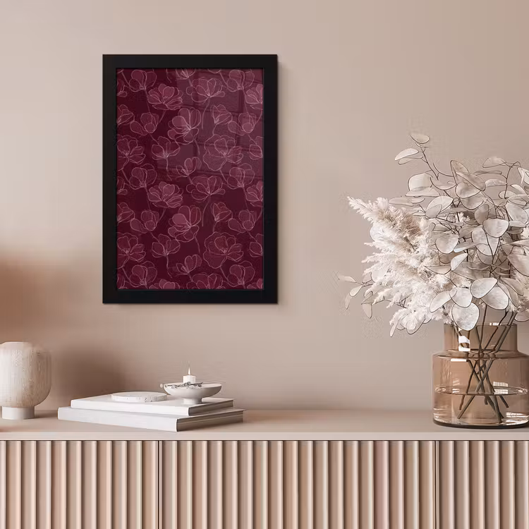 Bloemen - Patroon - Bordeauxrood fotolijst zwart zonder passe partout klein 224 -sfeer5