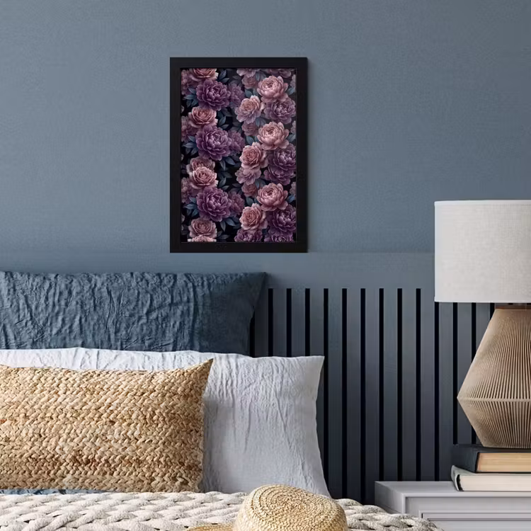 Bloemen - Patroon - Donker - Botanisch - Paars fotolijst zwart zonder passe partout klein -sfeer3
