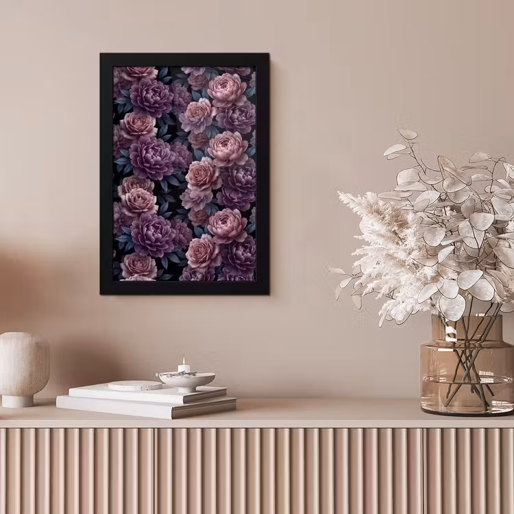 Bloemen - Patroon - Donker - Botanisch - Paars fotolijst zwart zonder passe partout klein -sfeer5