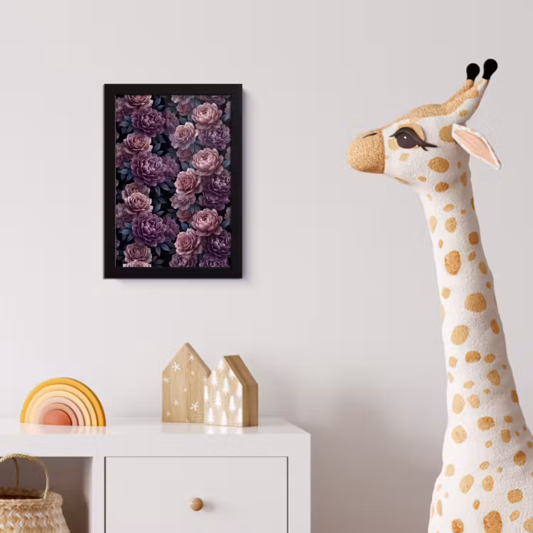 Bloemen - Patroon - Donker - Botanisch - Paars fotolijst zwart zonder passe partout klein -usfeer4_kinderkamer
