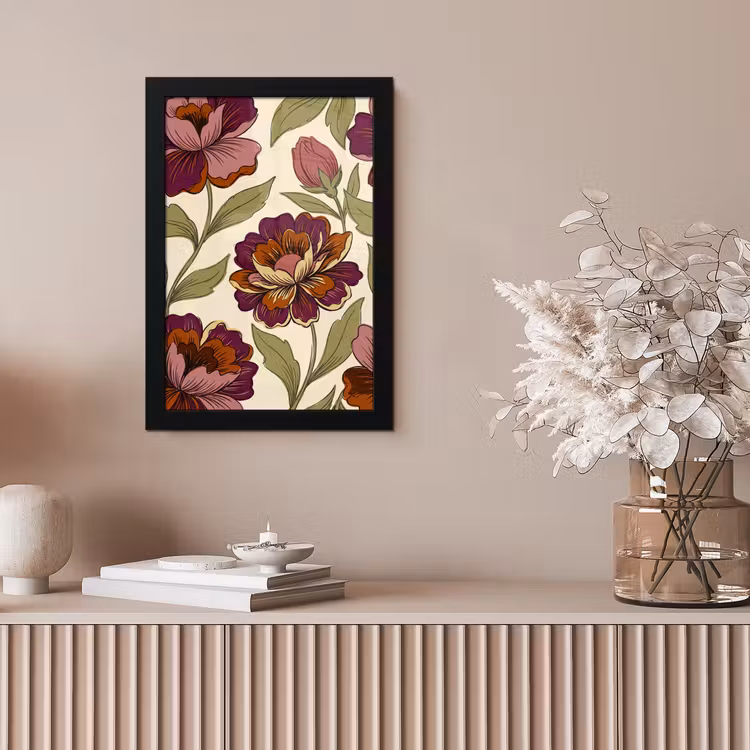 Bloemen - Patroon - Natuur - Modern - Paars fotolijst zwart zonder passe partout klein -sfeer5