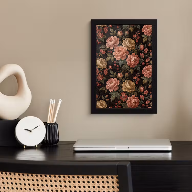 Bloemen - Patroon - Natuur - Vintage - Roze fotolijst zwart zonder passe partout klein -sfeer1