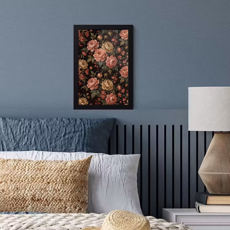 Bloemen - Patroon - Natuur - Vintage - Roze fotolijst zwart zonder passe partout klein -sfeer3