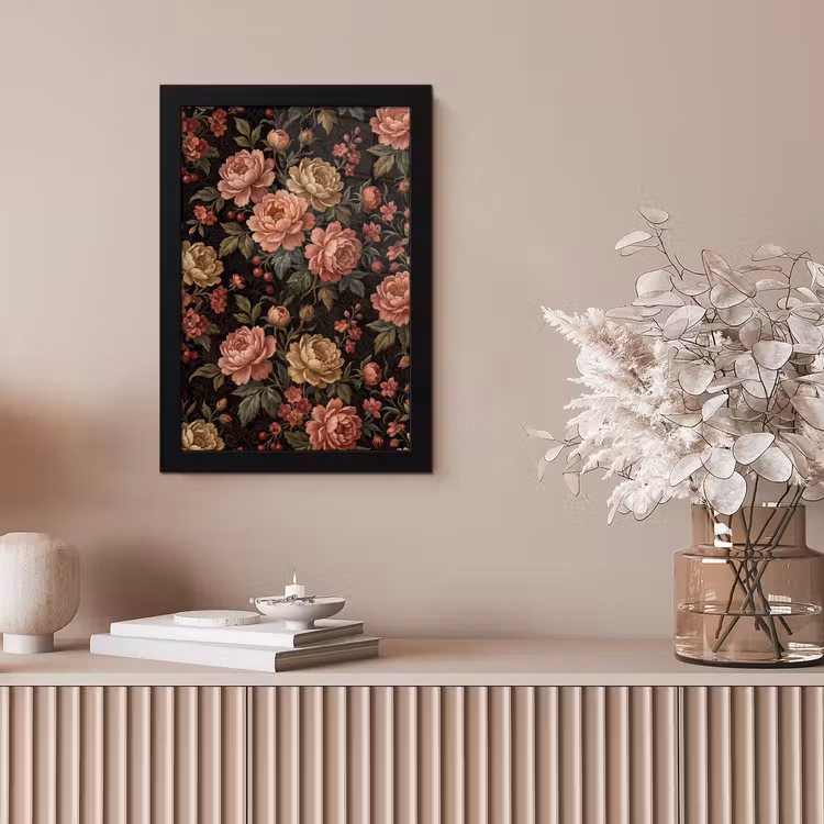 Bloemen - Patroon - Natuur - Vintage - Roze fotolijst zwart zonder passe partout klein -sfeer5