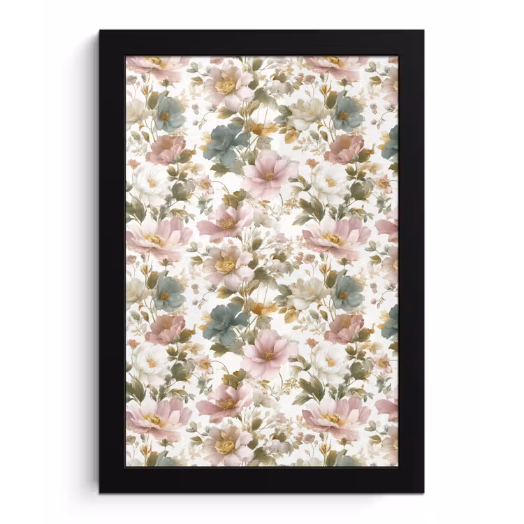 Bloemen - Patroon - Pastel fotolijst zwart zonder passe partout klein 224 -3d
