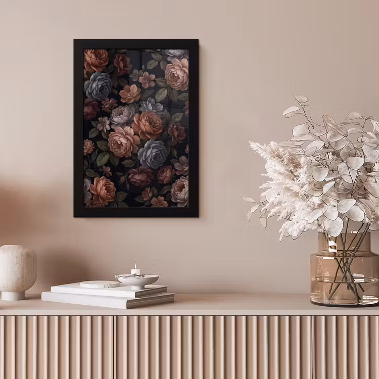 Bloemen - Patroon - Vintage - Donker - Roze fotolijst zwart zonder passe partout klein -sfeer5