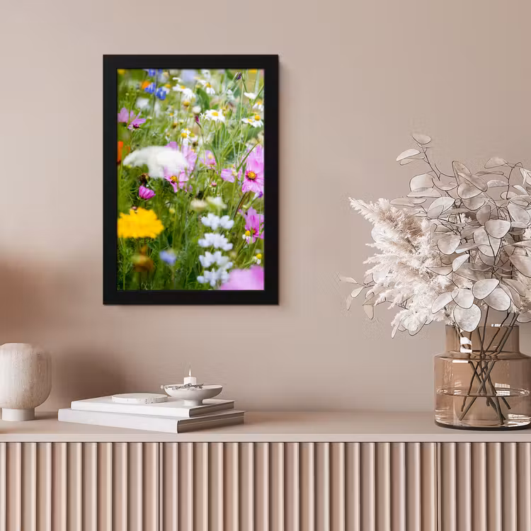 Bloemen - Natuur - Groen - Gras - Paars - Wit fotolijst zwart zonder passe partout klein -sfeer5