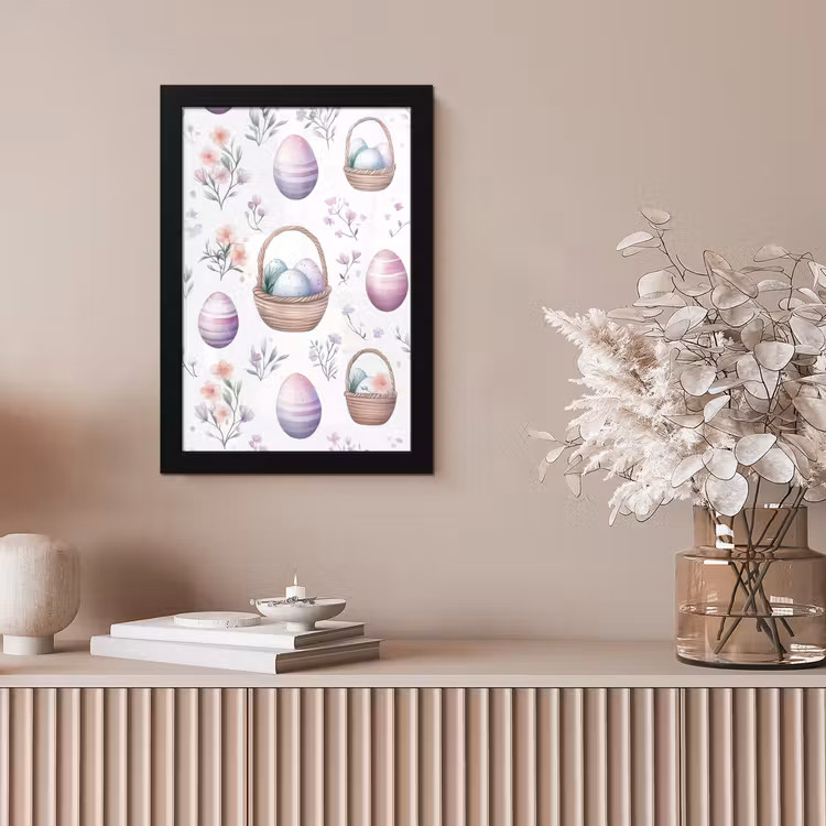 Bloemen - Paaseieren - Patroon fotolijst zwart zonder passe partout klein -sfeer5