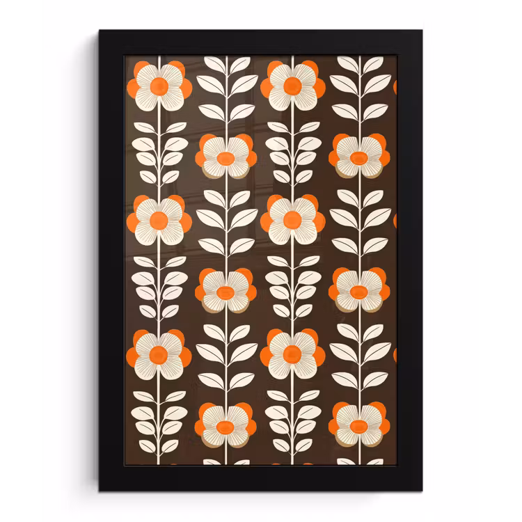 Bloemen - Retro - Bruin fotolijst zwart zonder passe partout klein 224 -3d