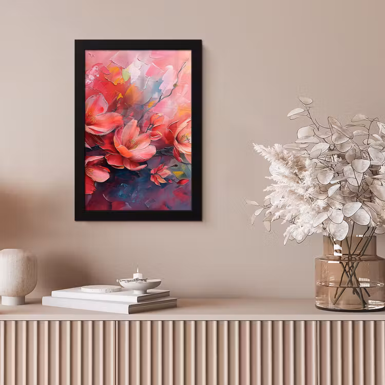 Bloemen - Roze - Watercolor - Natuur- Kunst fotolijst zwart zonder passe partout klein -sfeer5