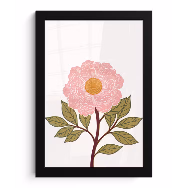 Bilder mit Rahmen - Blumen – Rosa – Illustration - Bloemen - Roze - Illustratie fotolijst zwart zonder passe partout klein