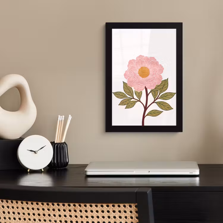 Bilder mit Rahmen - Blumen – Rosa – Illustration - Bloemen - Roze - Illustratie fotolijst zwart zonder passe partout klein