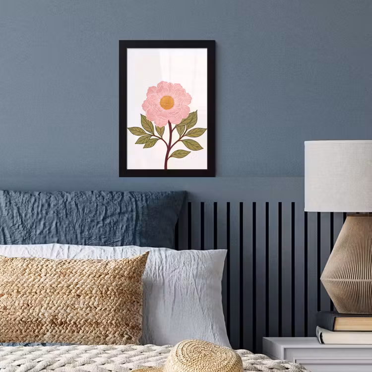 Bilder mit Rahmen - Blumen – Rosa – Illustration - Bloemen - Roze - Illustratie fotolijst zwart zonder passe partout klein