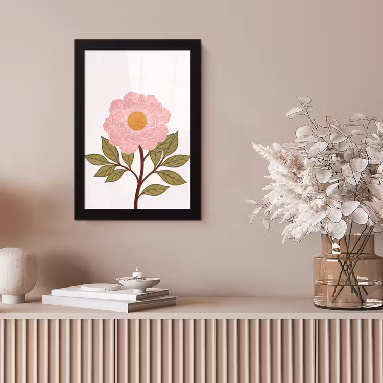 Bilder mit Rahmen - Blumen – Rosa – Illustration - Bloemen - Roze - Illustratie fotolijst zwart zonder passe partout klein